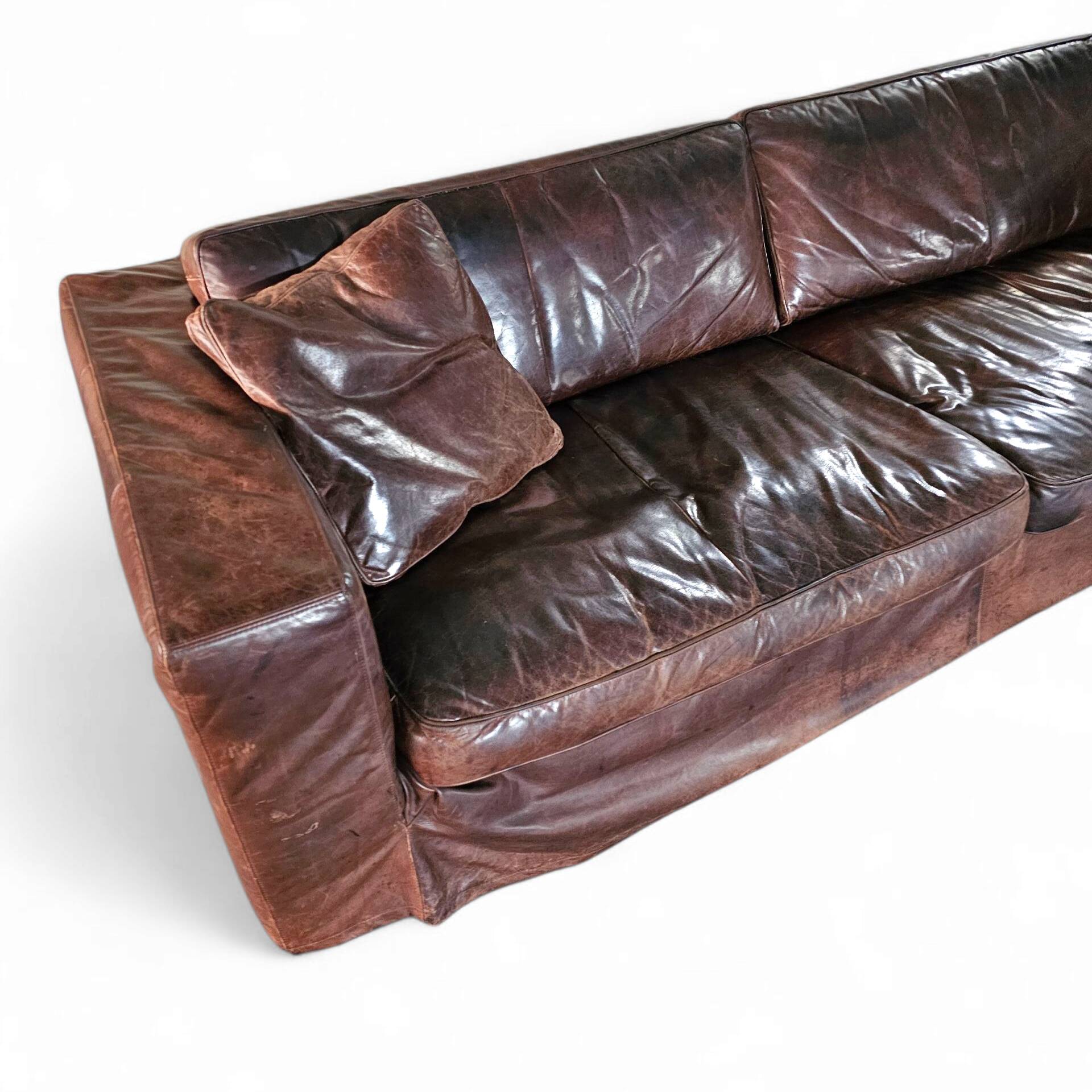 Massive / loose cover / brown leather / lounge sofa / 1970s/
