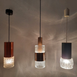 Three vintage suspension lamps, copper aluminum and glass
