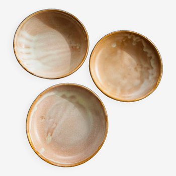 Set of 3 vintage stoneware soup plates