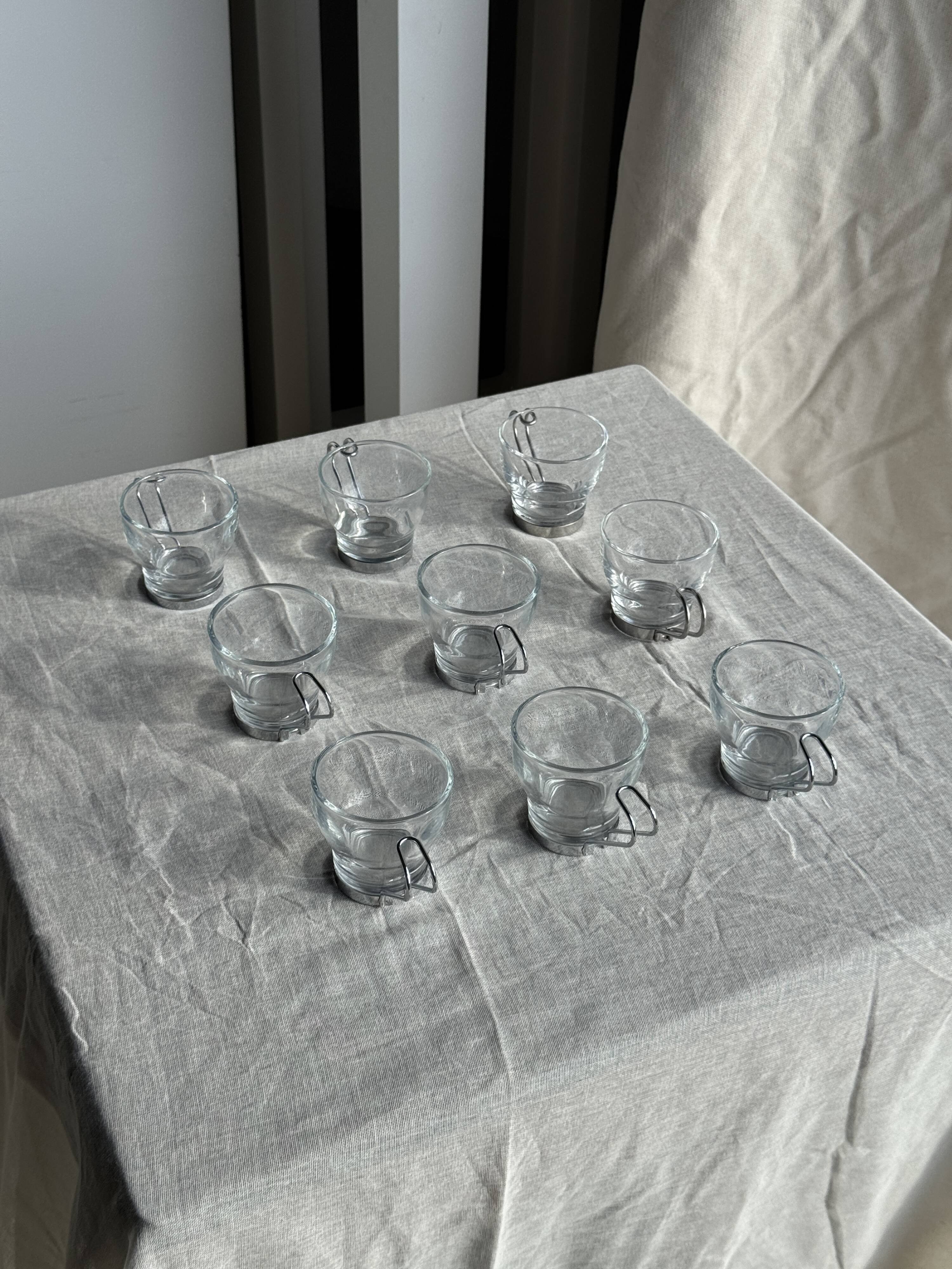 Set of 9 vintage Italian cups with metal handles.