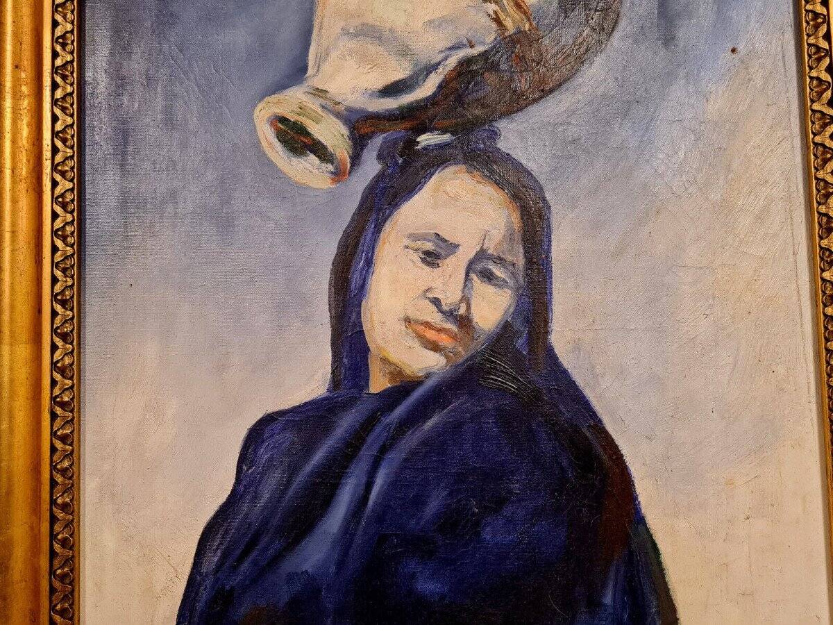 Oil on canvas homage to mad leclercq: orientalist school around 1950