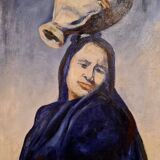 Oil on canvas homage to mad leclercq: orientalist school around 1950