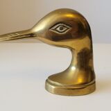 Coat rack wall hook carved brass handle duck head