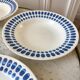 Set of 4 hollow plates Digoin Sarreguemines blue model "Tartan" 40s