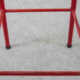 Midcentury set of 3 bar stools in red and black, 1960s-1970s
