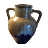 Vase en grès bleu flamme avec anse