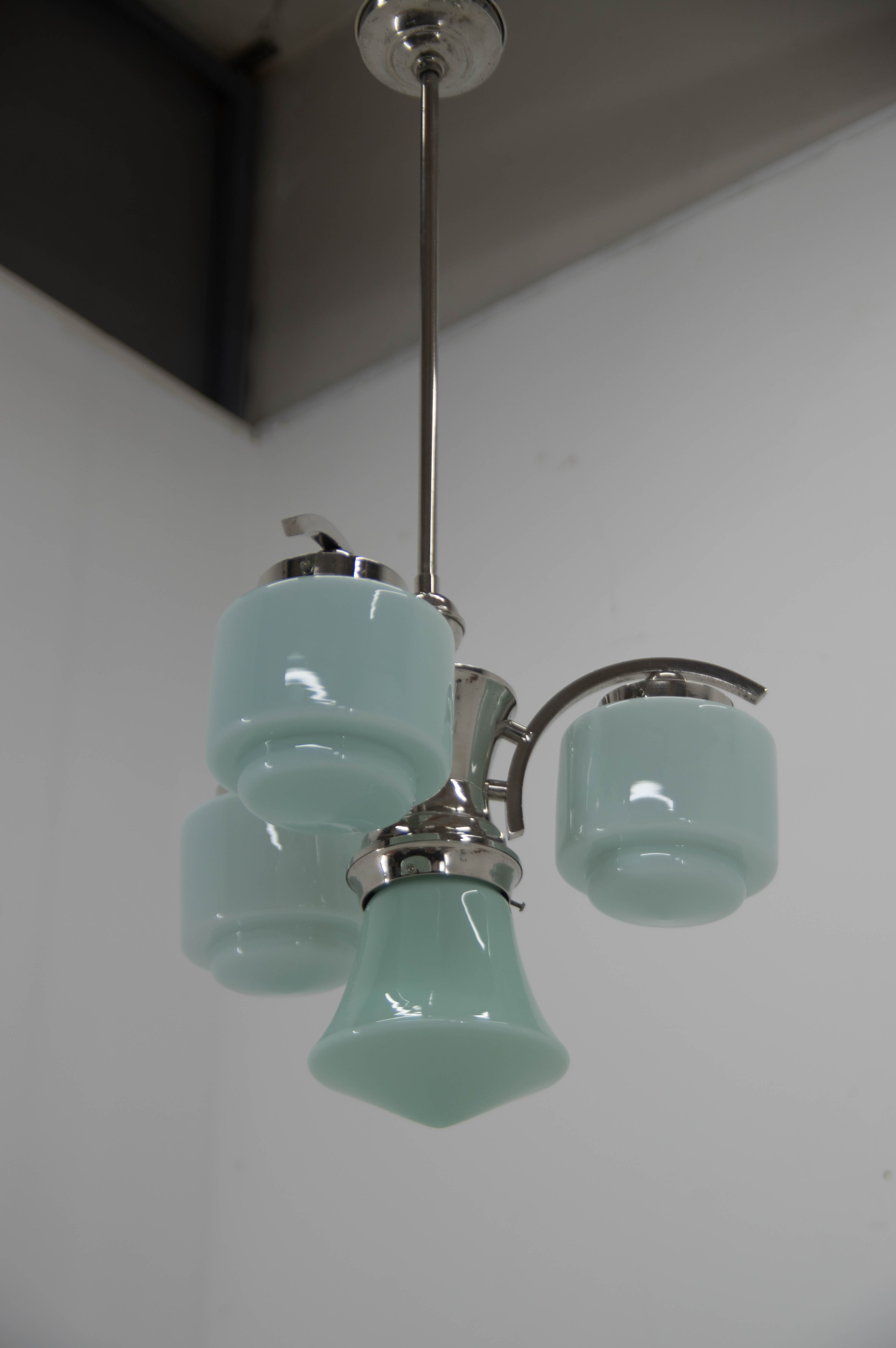 Lustre art déco bleu, années 1930