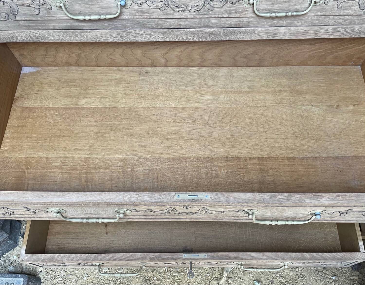 Large stripped oak chest of drawers