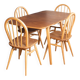 Retro Blonde Ercol Model 383 Dining Table & Four Model 370 Windsor Kitchen Dining Chairs