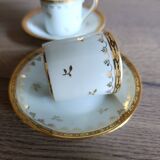 3 litre cups and saucers Empire gilded porcelain, Limoges 1950