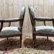 Pair of cabriole armchairs with medallion backs from the Louis XVI period, stamped OT.