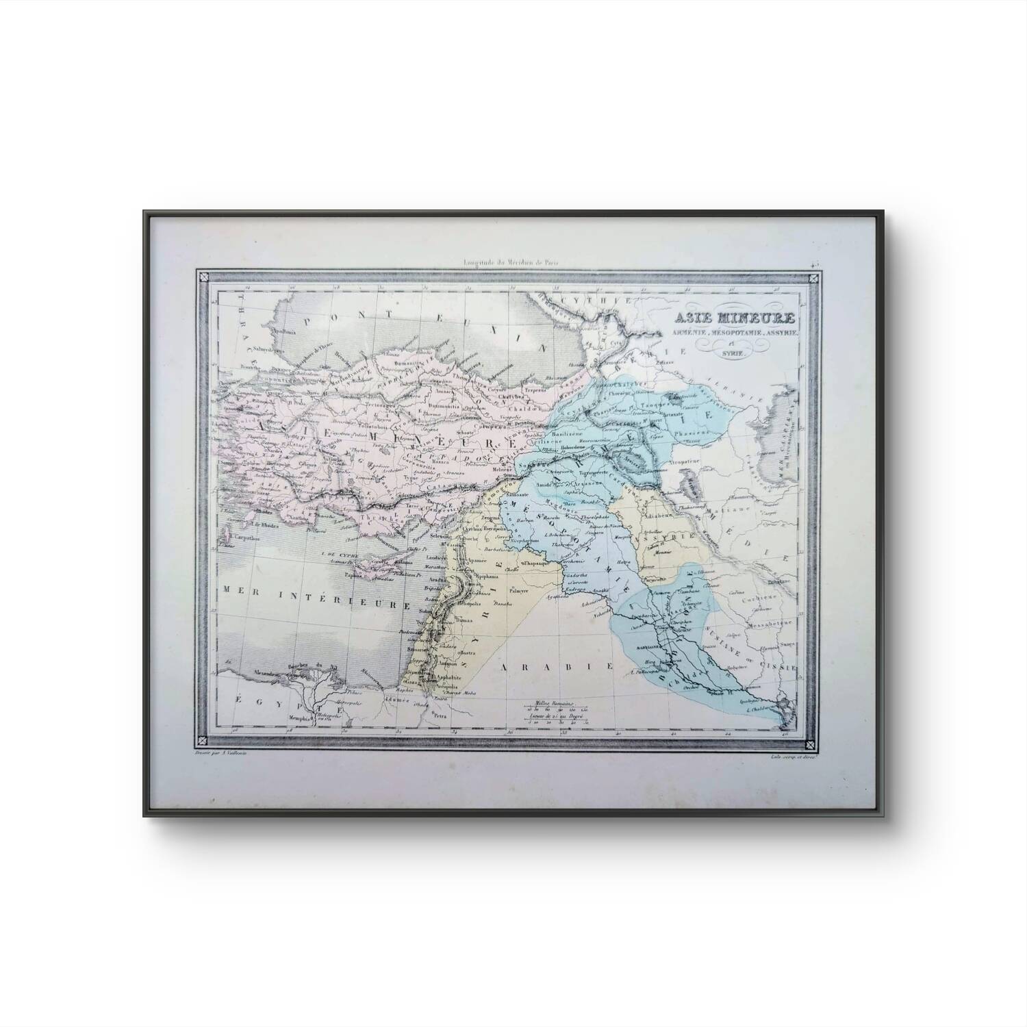 Asia Minor, old map, printed in 1852.