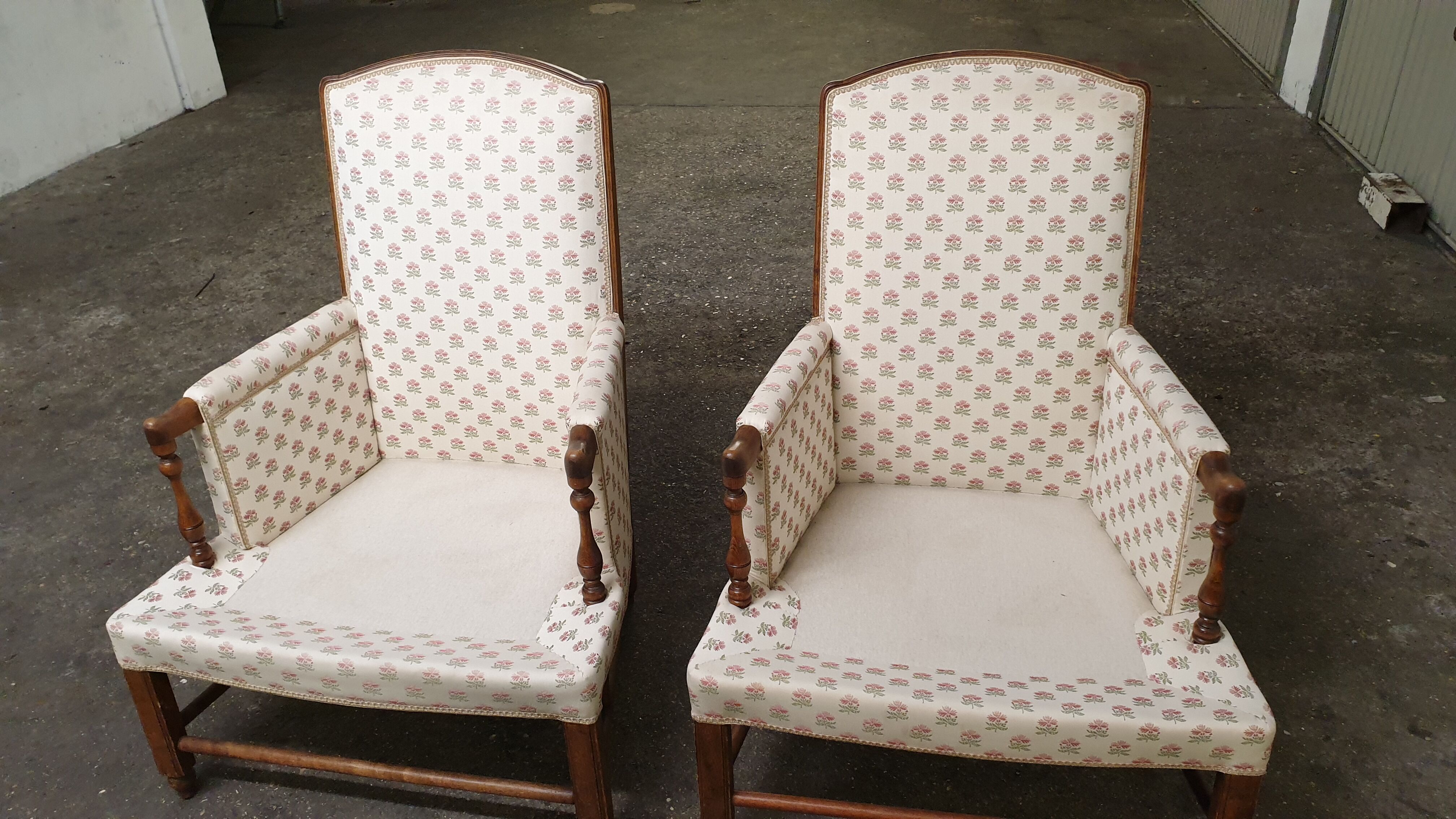 Pair of seventies shepherd armchairs