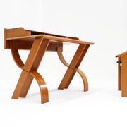 Vintage Italian wooden desk and chair 1970s
