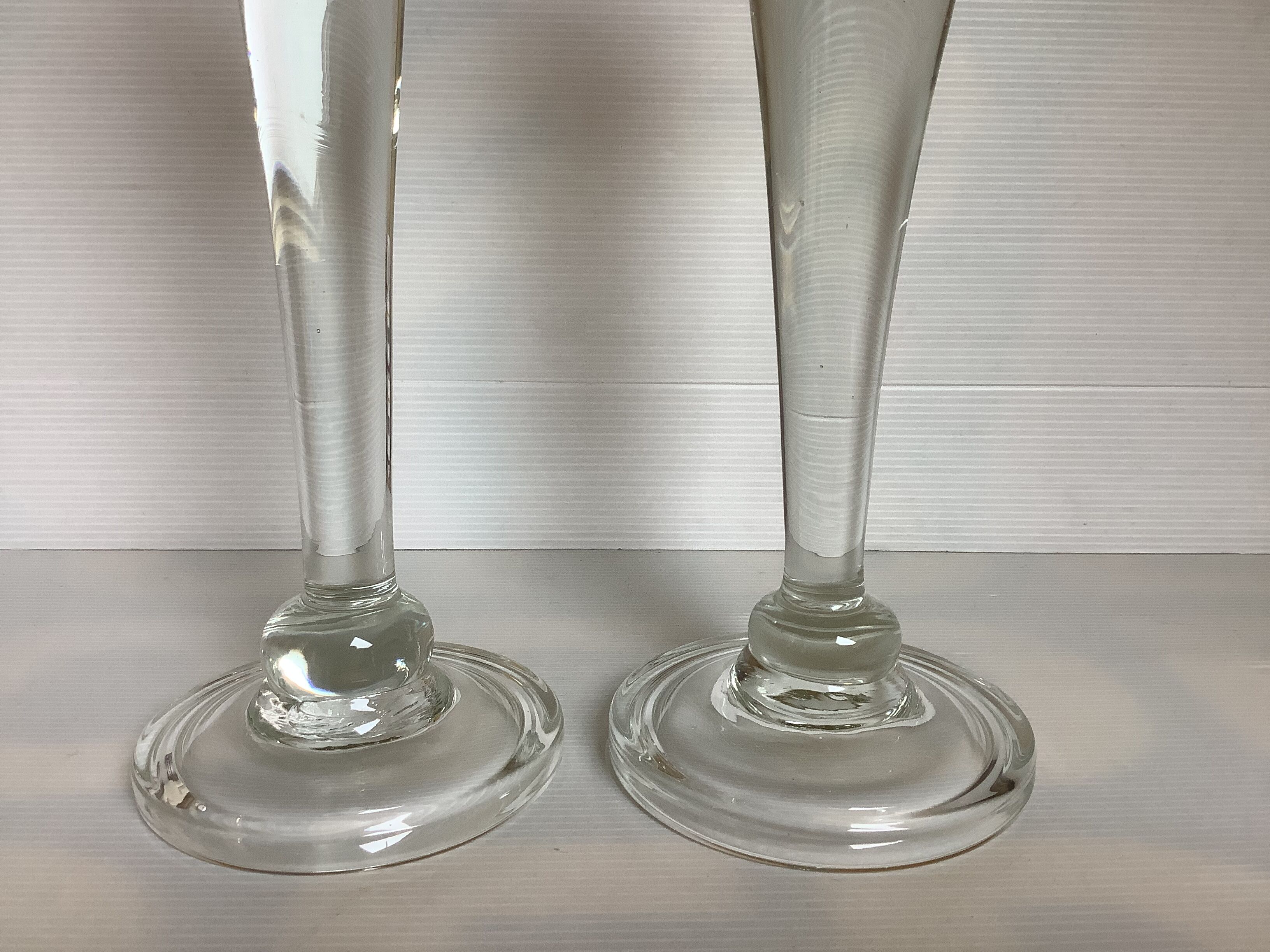 Pair large glass candle holders
