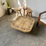 Table basse Roger Capron, modèle Herbiers en hêtre massif, format carré