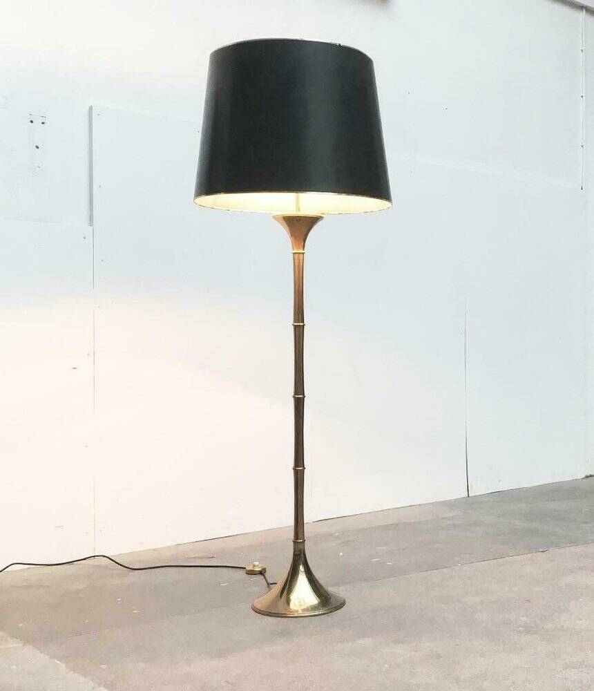 Hollywood Regency bamboo floor lamp by Ingo Maurer for M Design, 1960s.