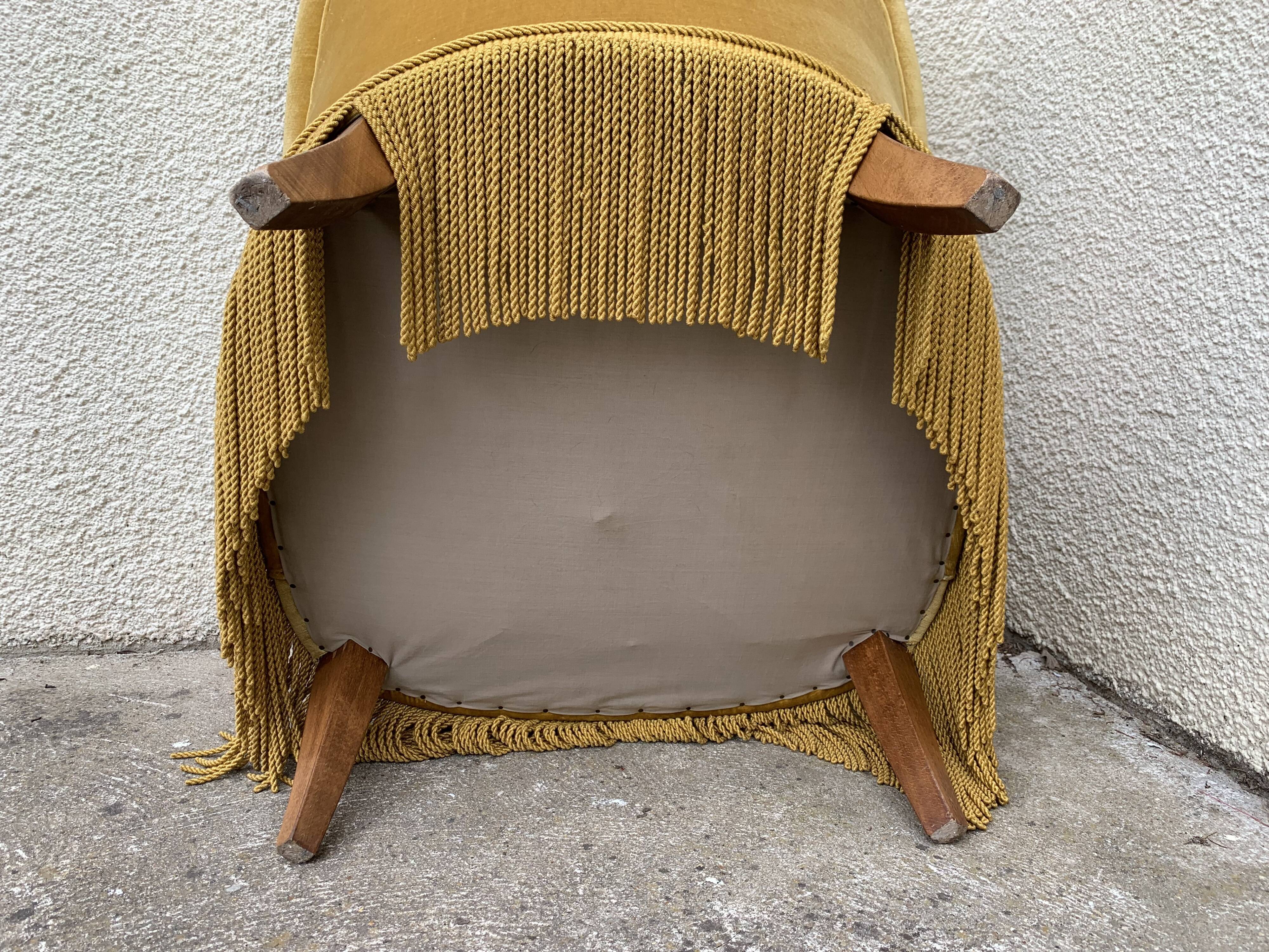 Golden velvet toad armchair