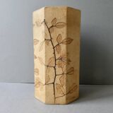 Octagonal vase by Raymonde Leduc, herbarium decoration, circa 1970