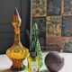 Pair of vintage Empoli style carafes from the 70s.