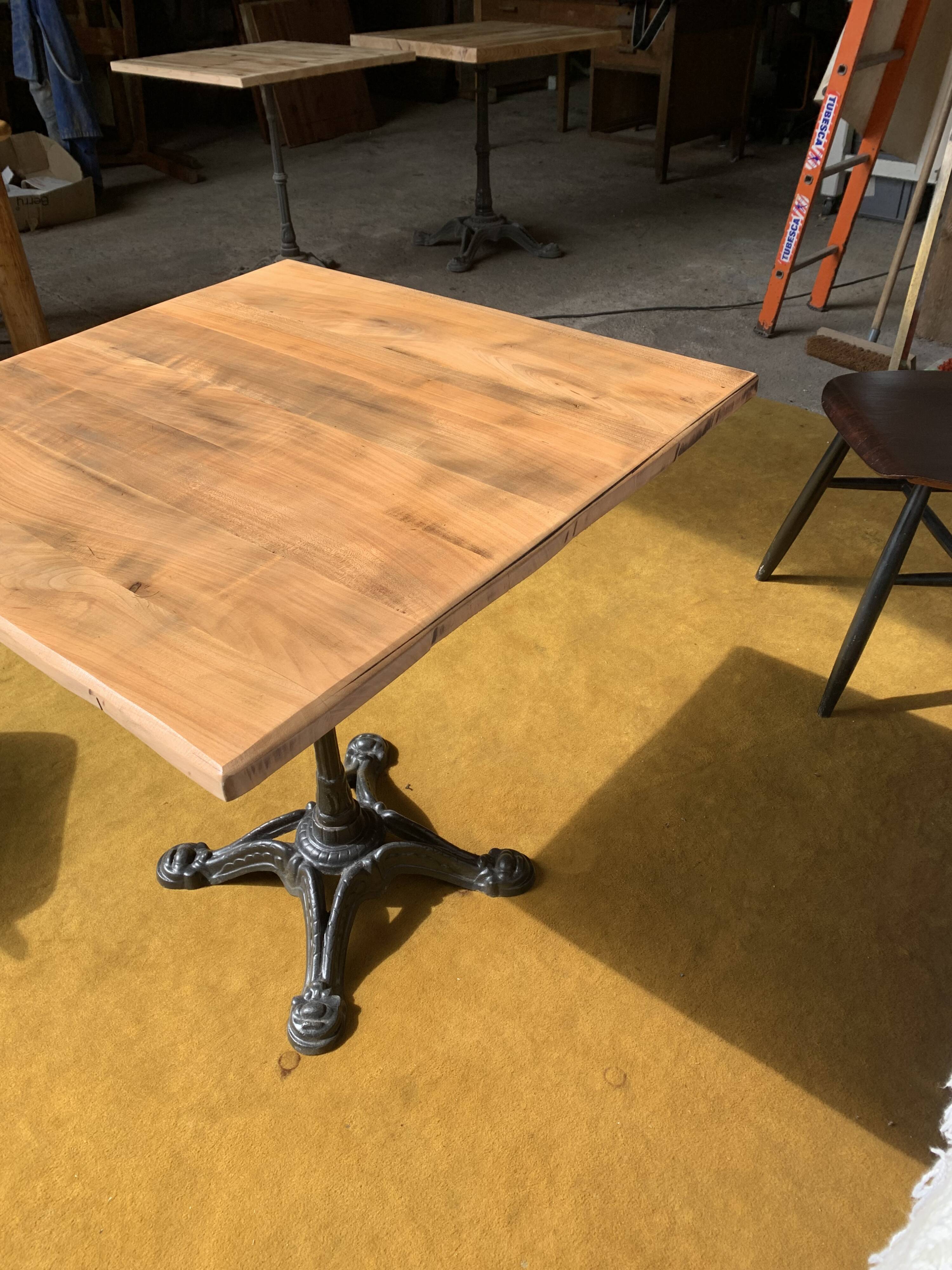 Raw wood bistro table
