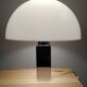 Vintage mushroom lamp, modernist square chrome base.