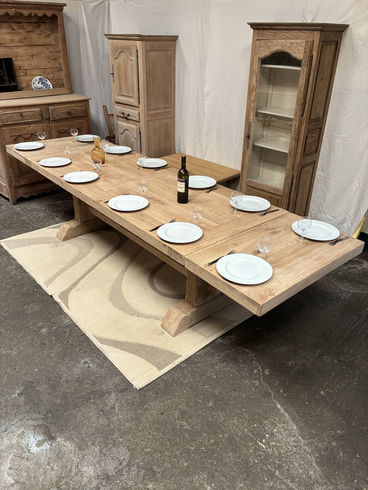 Monastery table in solid oak with extensions.