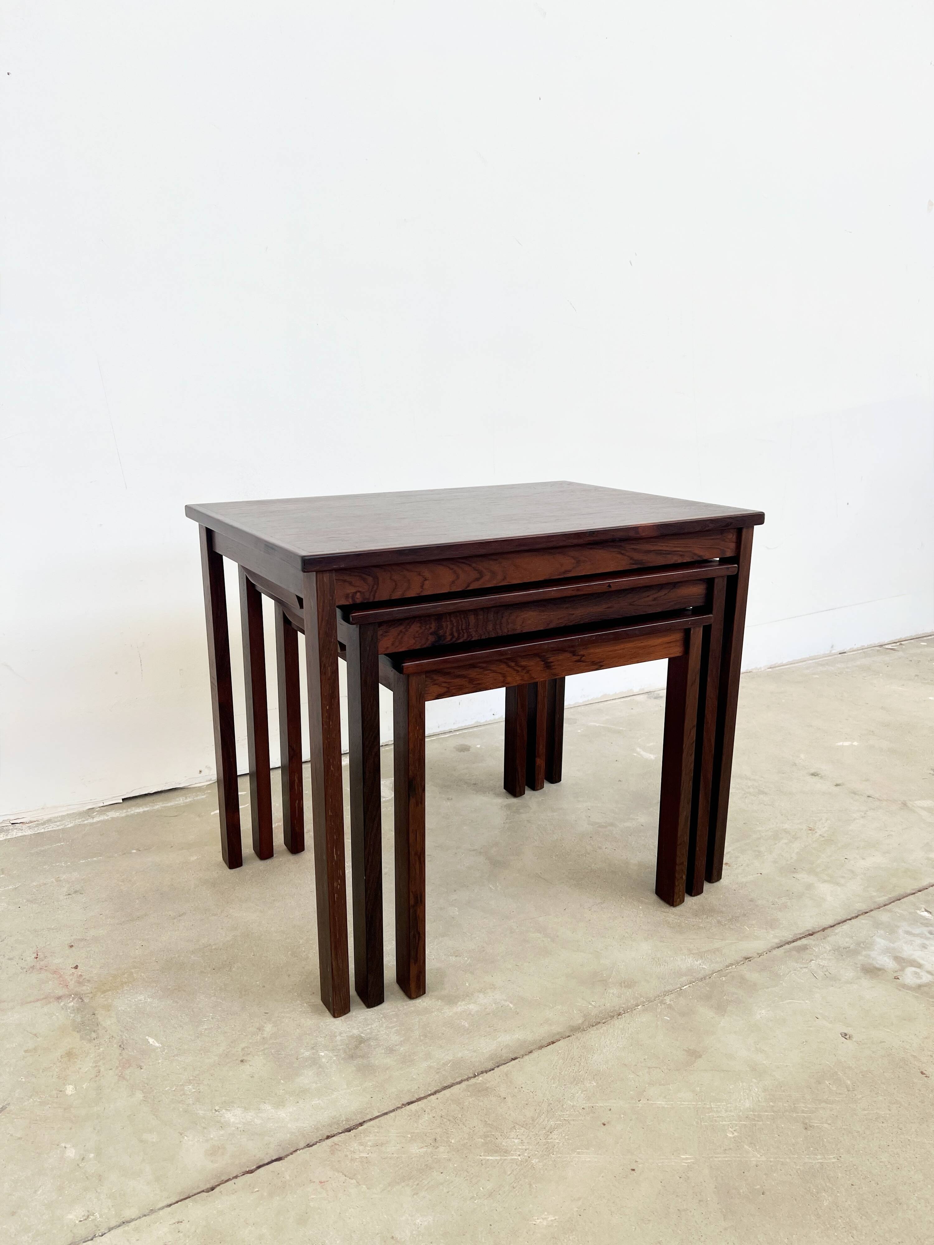 Nest of tables in rosewood, Denmark, 1960s.