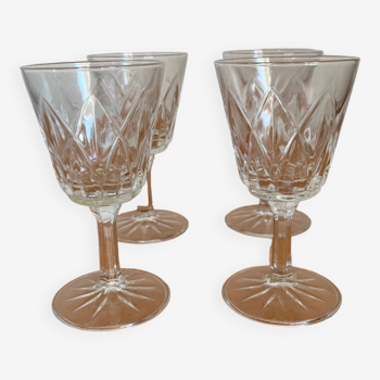 Ensemble de 4 verres en cristal de Reims 1950