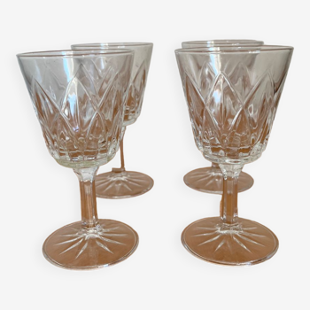 Set of 4 crystal glasses from Reims 1950