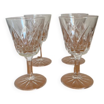 Set of 4 crystal glasses from Reims 1950