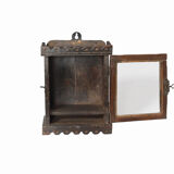 Vitrine murale petite ancienne boite a horloge patine d'origine inde
