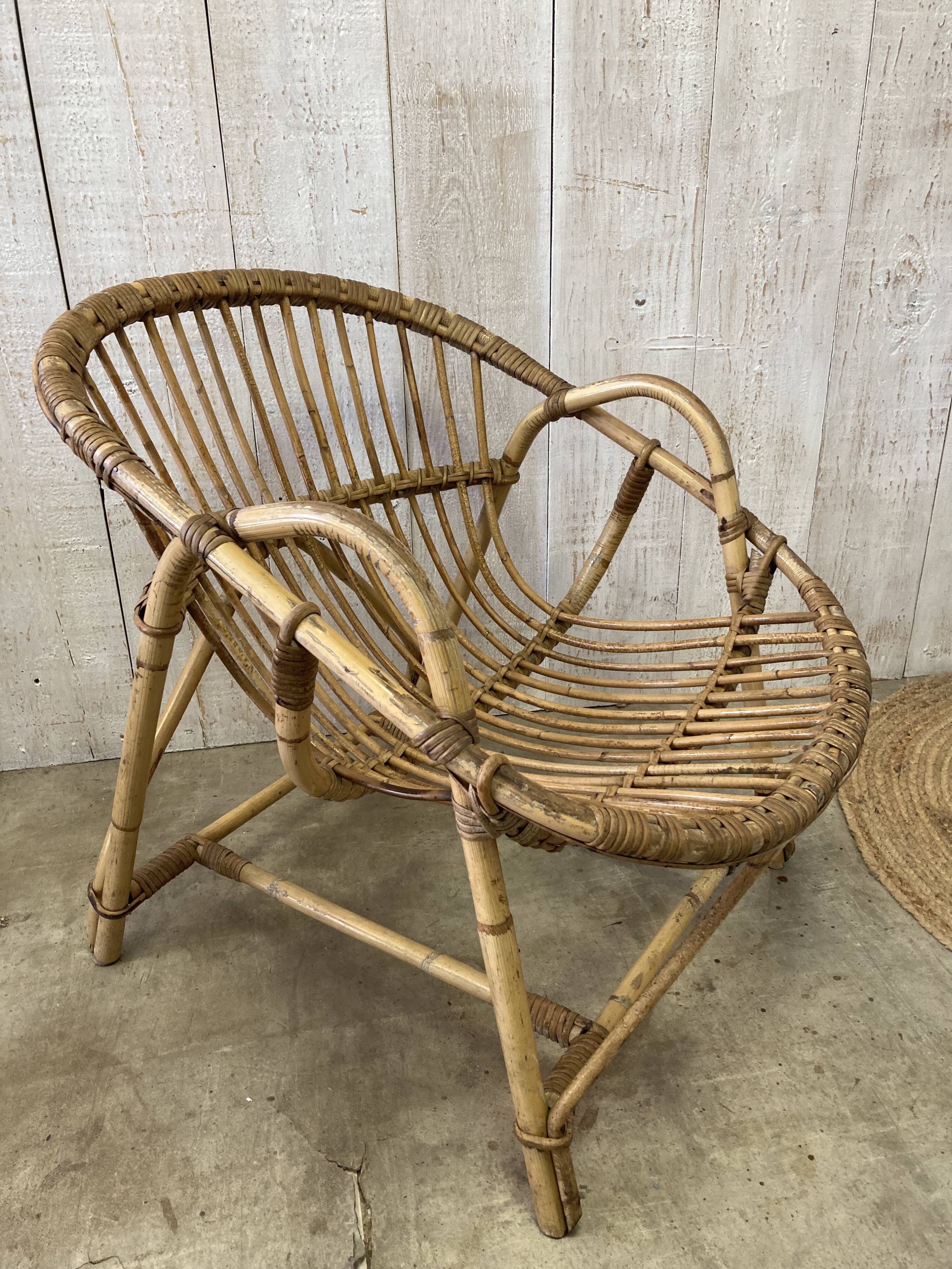 Pair of vintage rattan armchairs