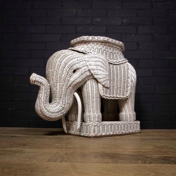 Table en osier vintage elephant