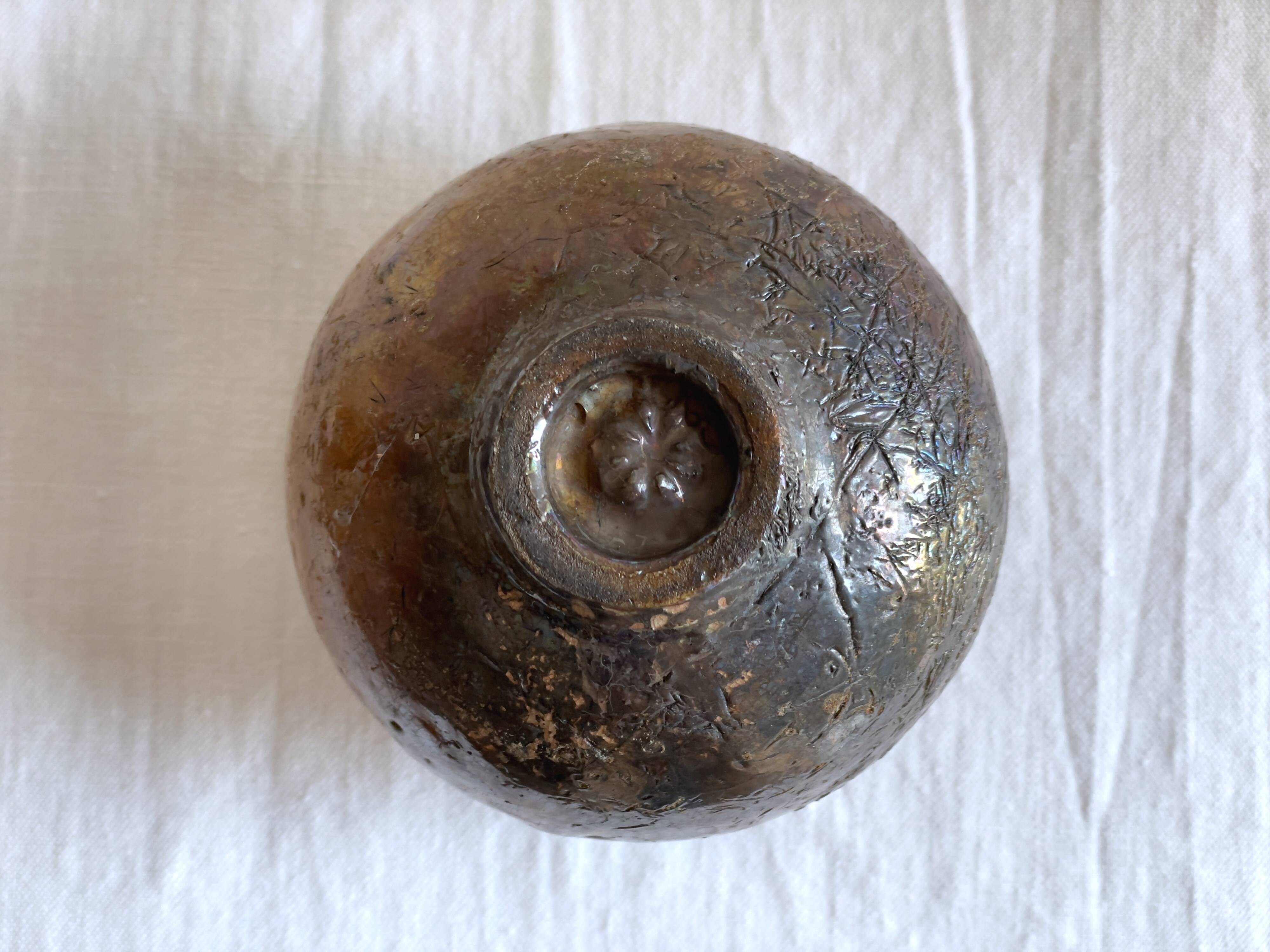 Boulle vase in cracked stoneware by GBG, Gisèle Buthod-Garçon 1984