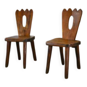 Paire de chaises brutalistes - massif