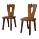 Paire de chaises brutalistes en orme massif par Aranjou 1960’s
