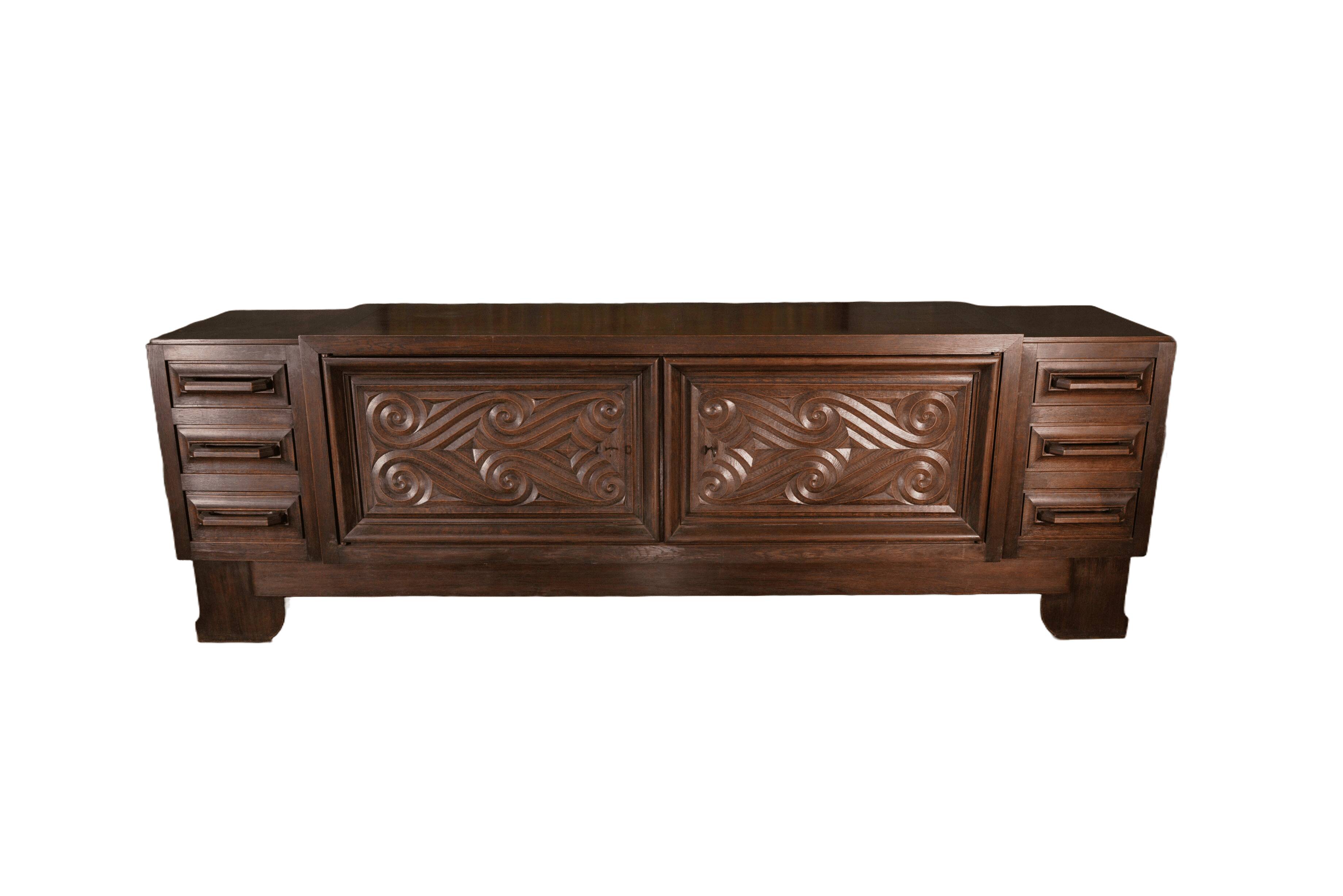 Large solid oak sideboard by André Le Picard 1950