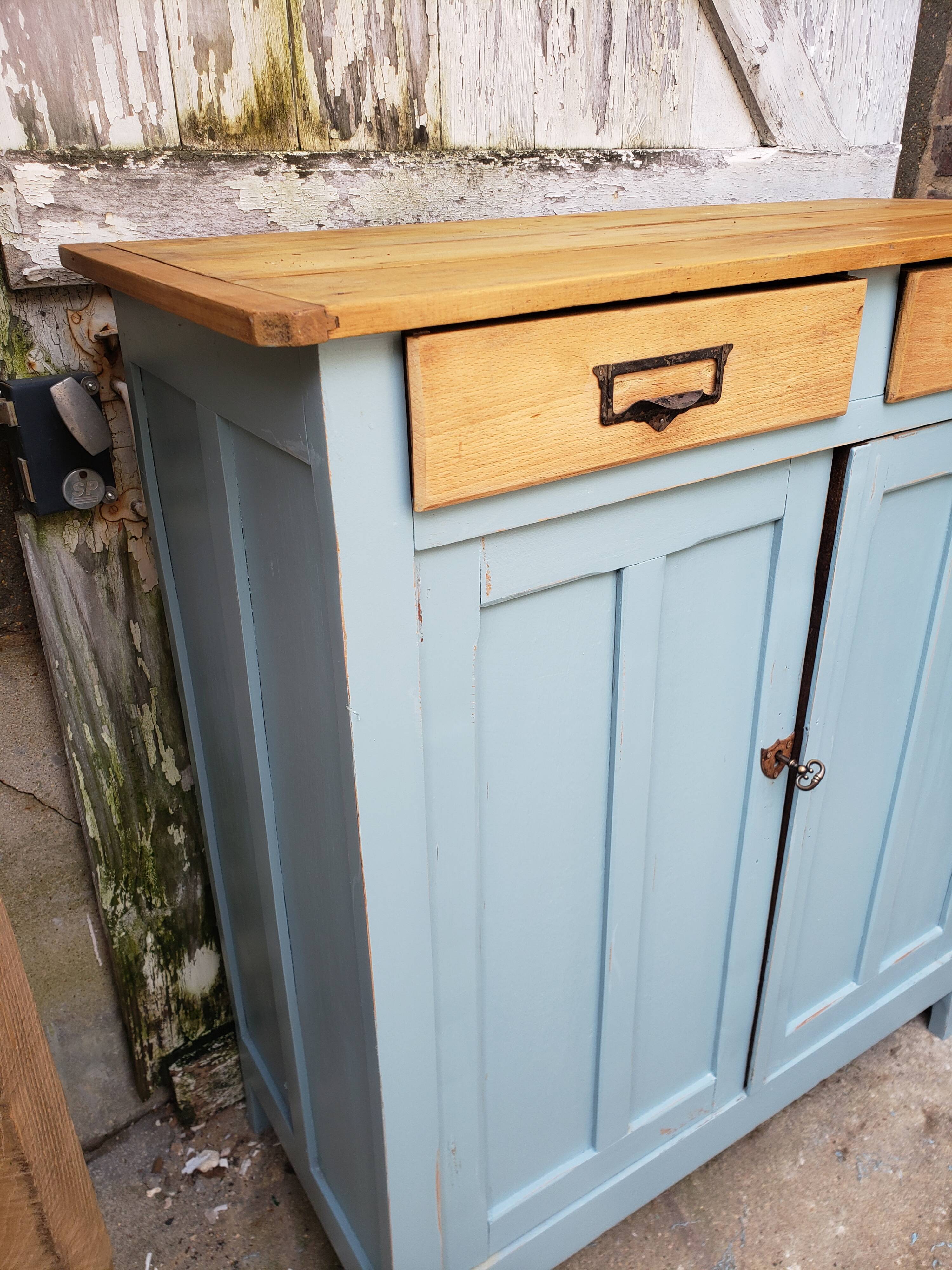 Parisian buffet patina blue old handles