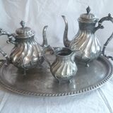4-piece silver-plated coffee/tea set, quadripod, rococille style, twisted