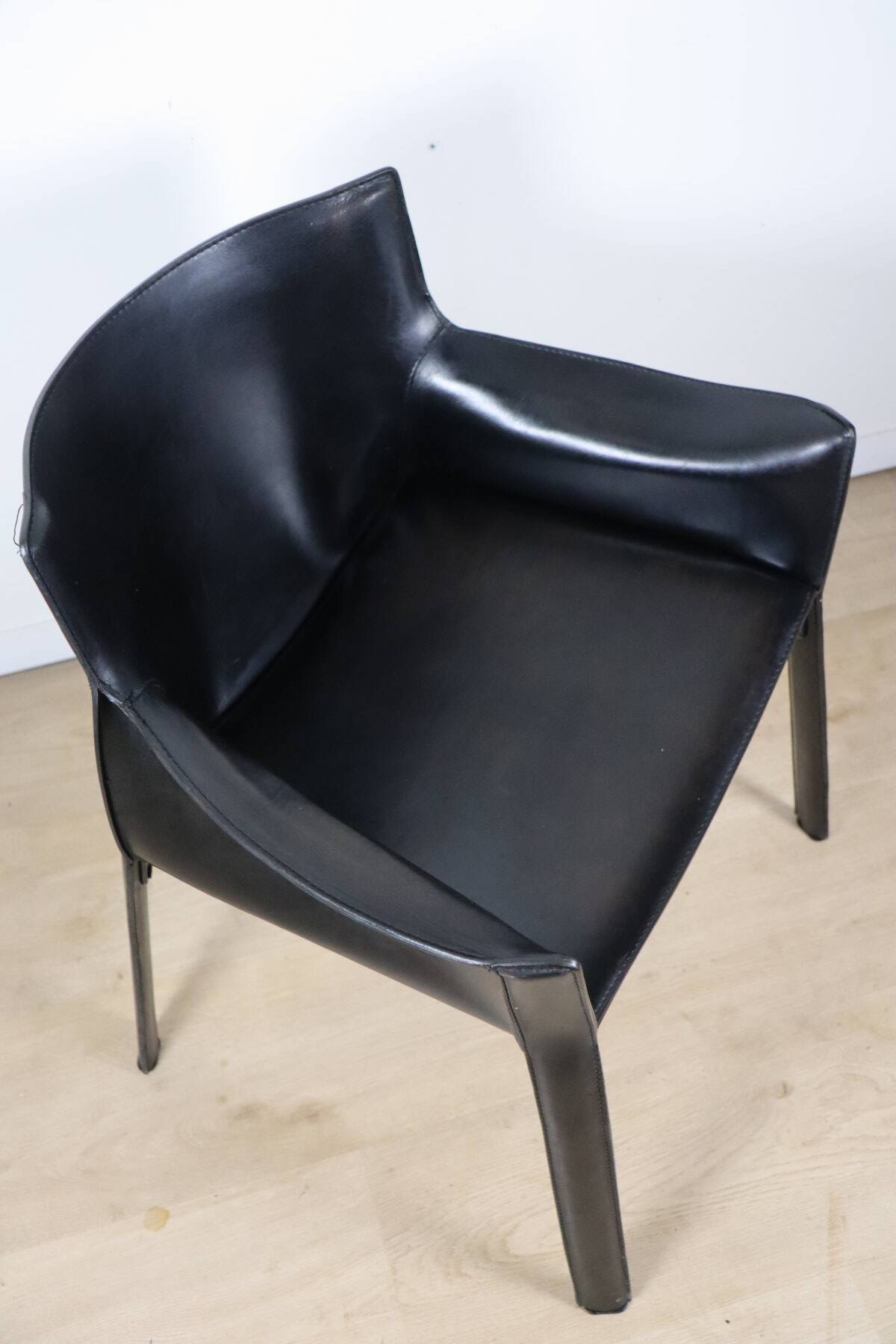 Fauteuil vintage en cuir noir - Années 80