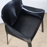 Fauteuil vintage en cuir noir - Années 80