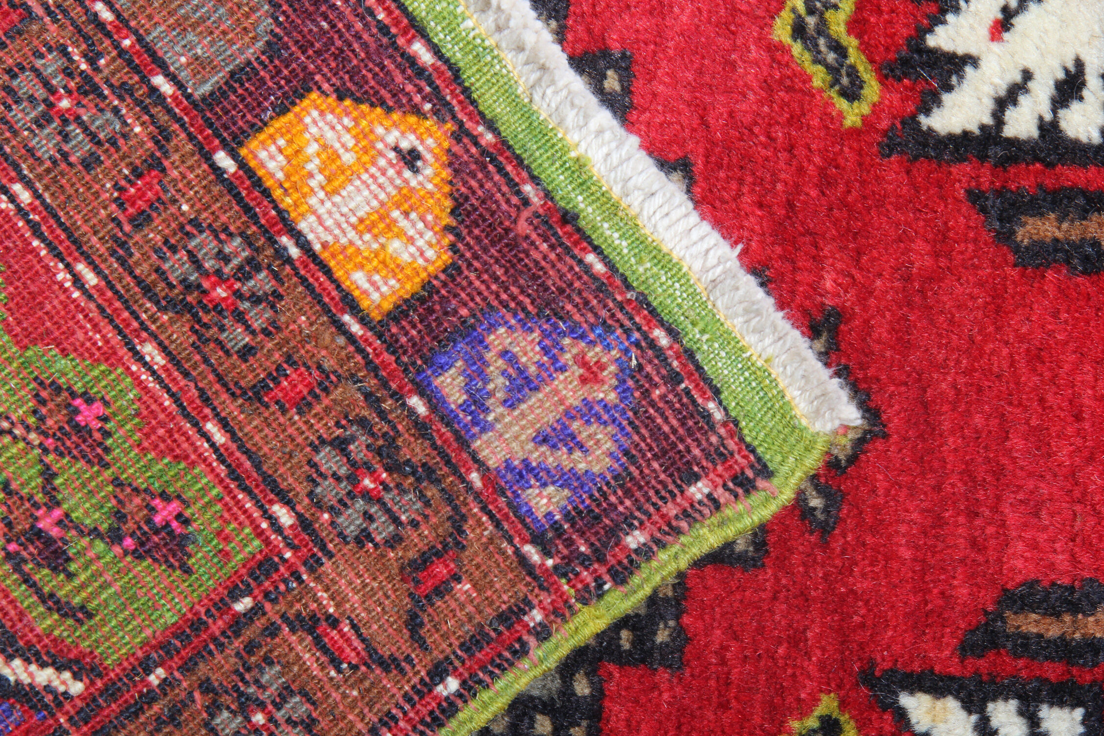 Red rug handwoven wool tukish carpet area rug 49x90cm