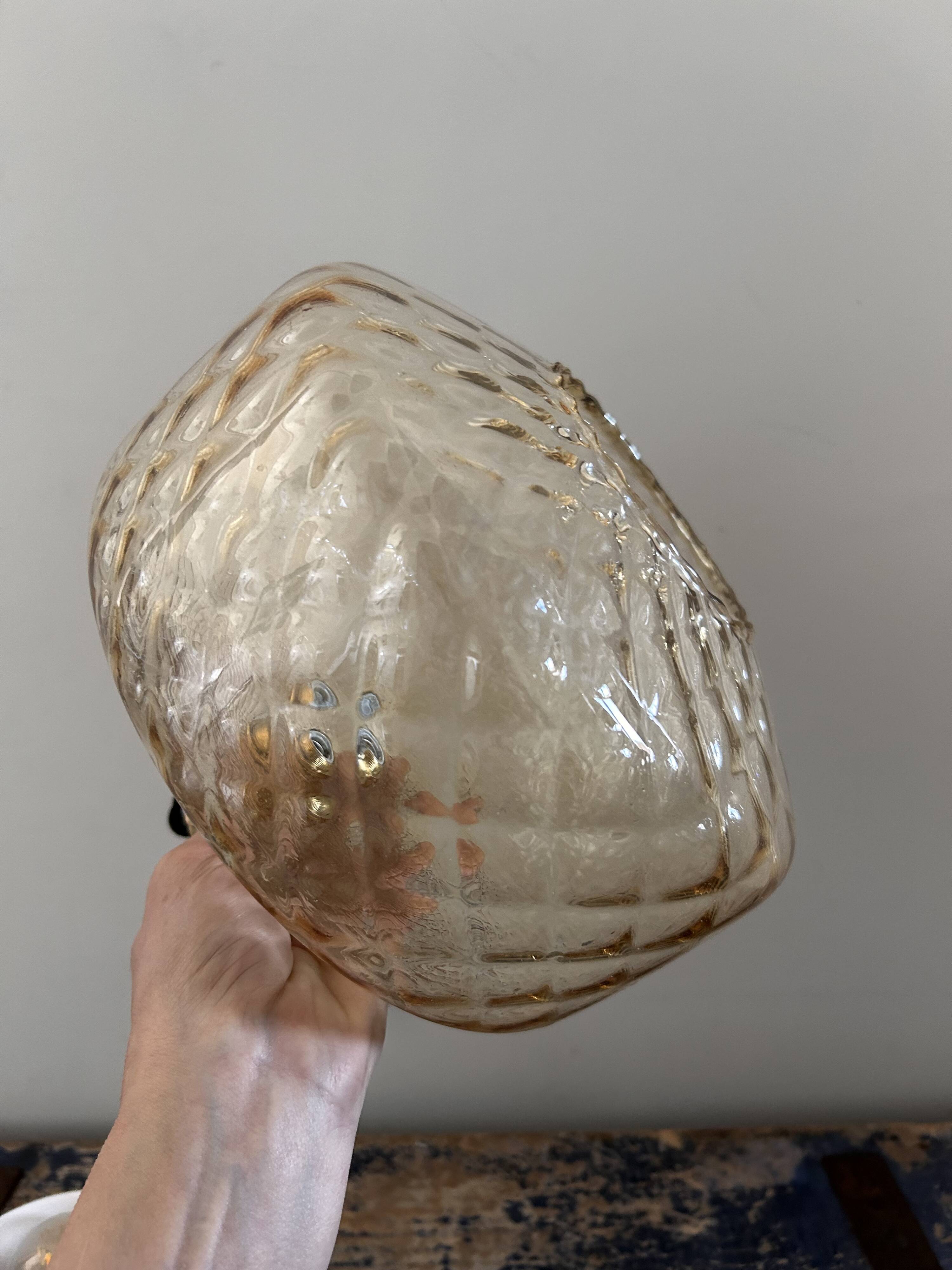 Vintage amber glass pendant light