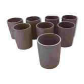 8 signed enamelled ceramic mugs