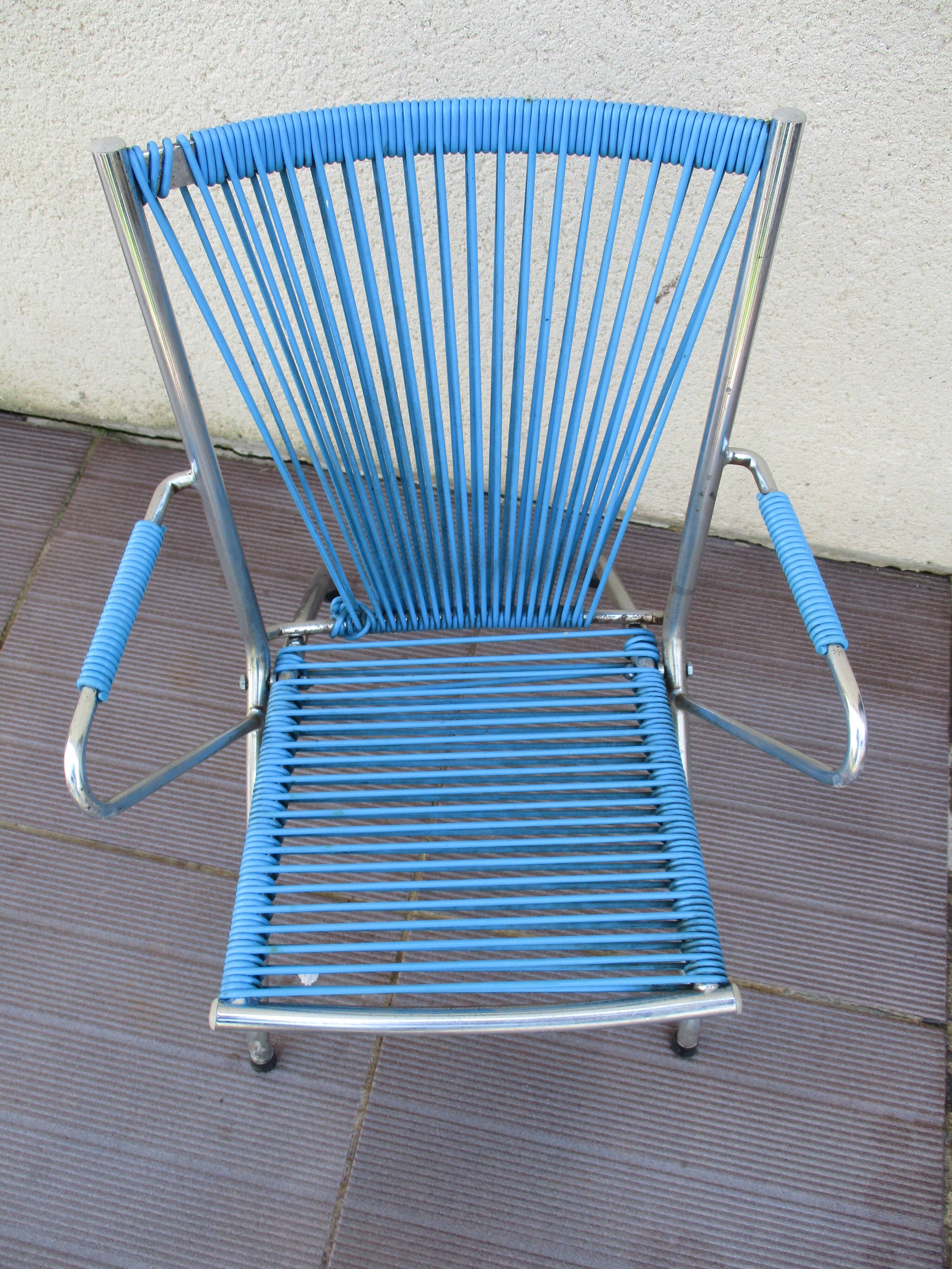Fauteuil enfant scoubidou vintage années 70