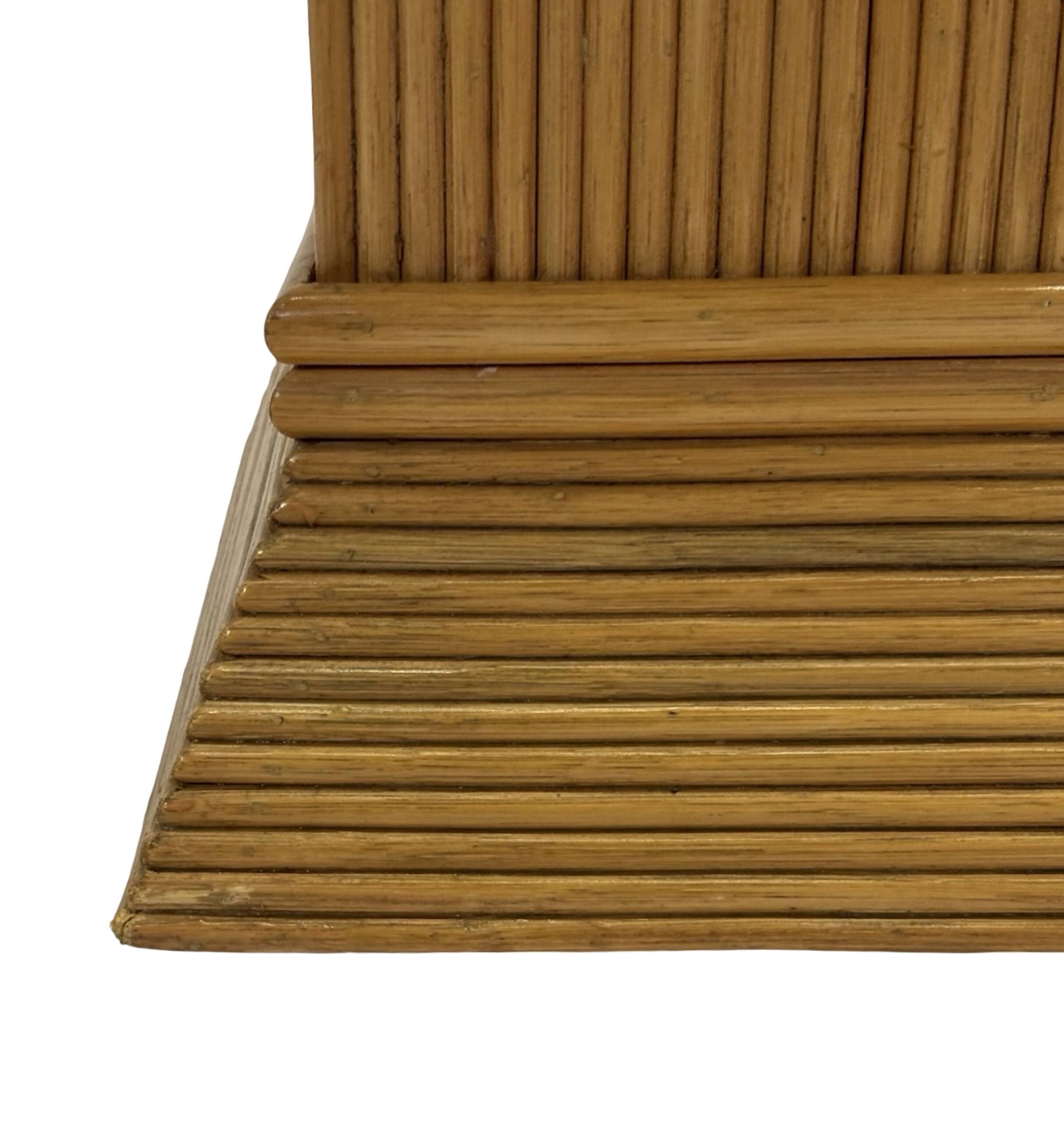 Vintage Rattan Column Planter Bamboo Bohemian Pillar '70s Rattan Mcguire