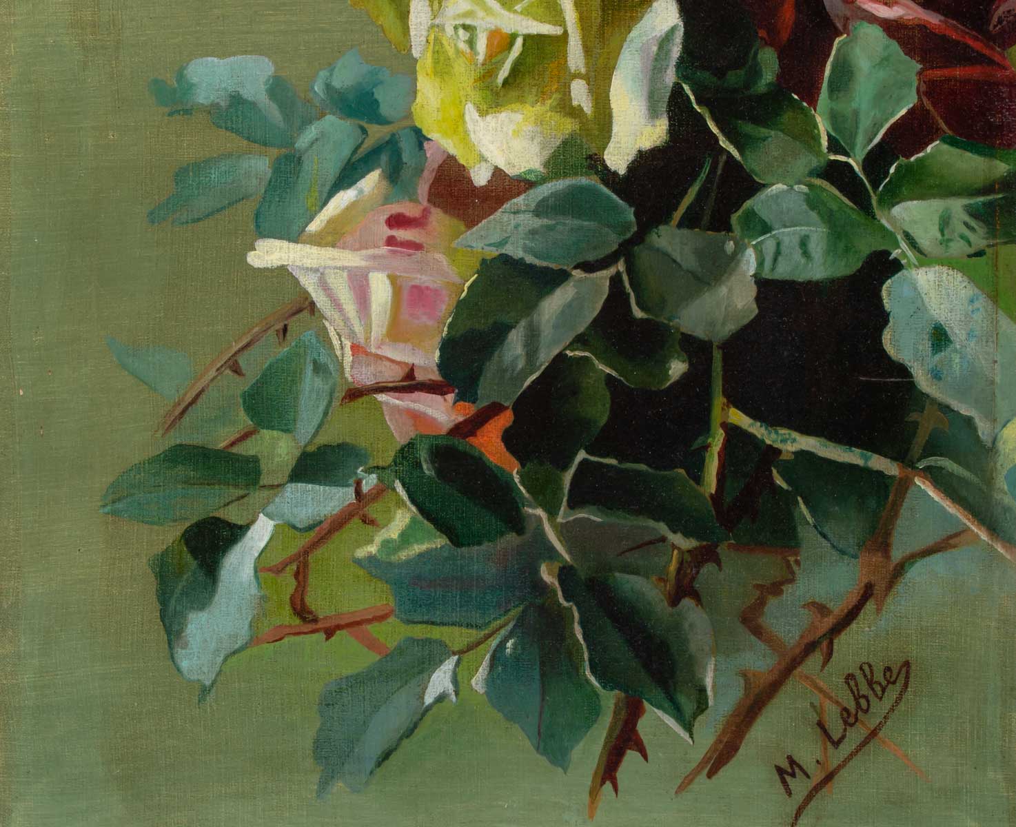 Pair of roses paintings-circa 1900