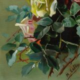 Pair of roses paintings-circa 1900