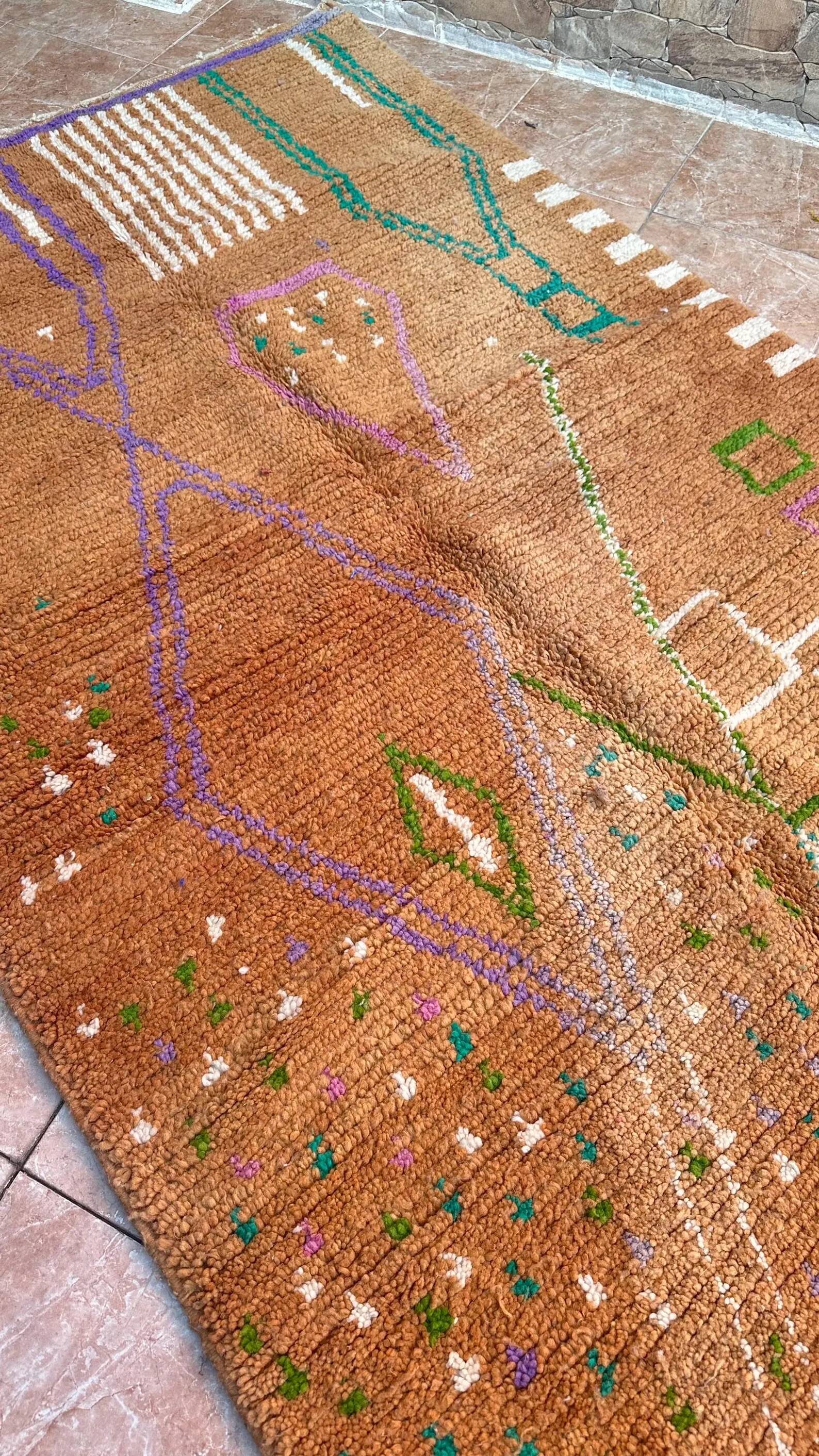 Authentic new and colorful Moroccan Berber Azilal rug, 246x145cm